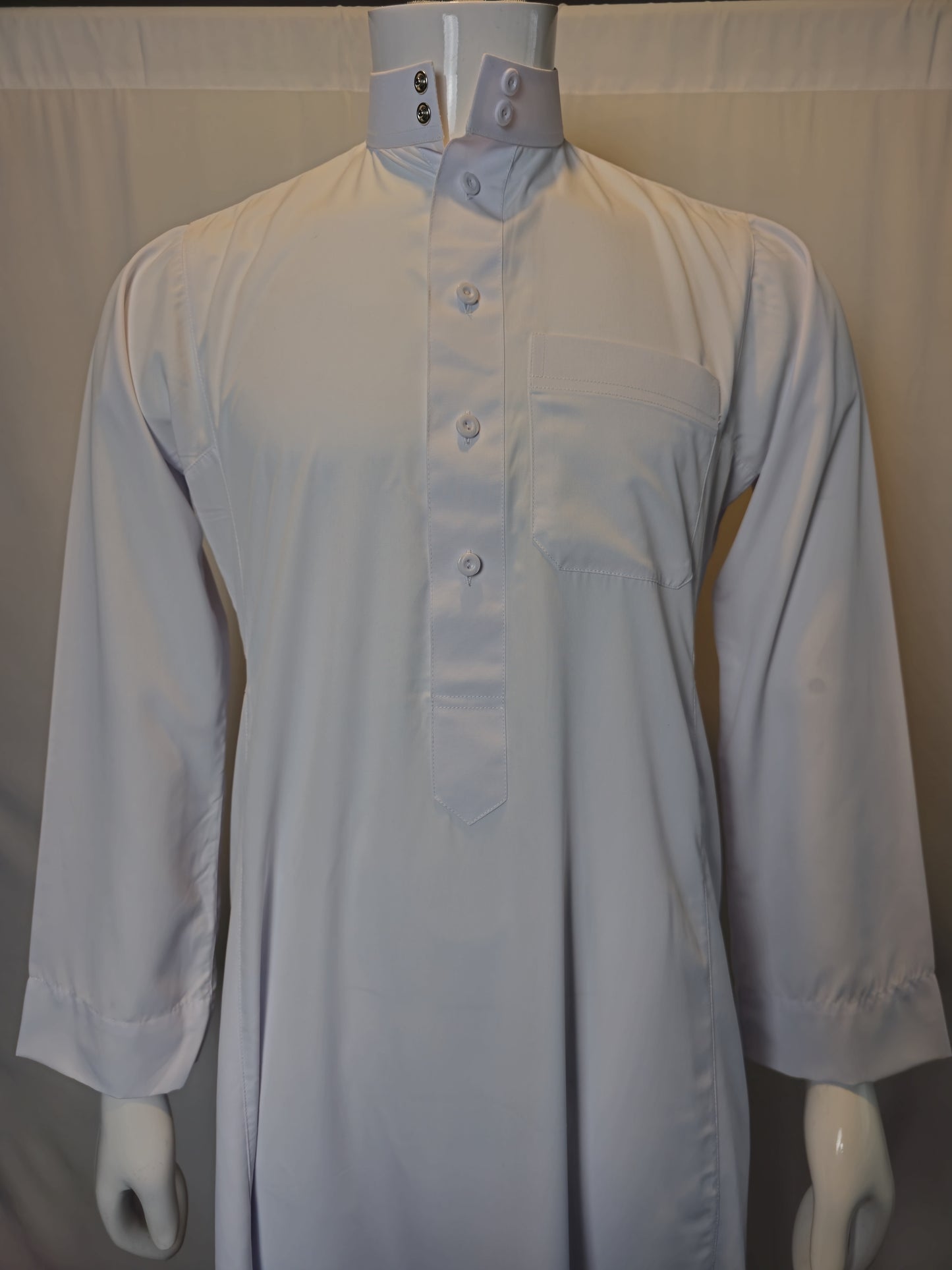 White Saudi Collar Thobe - Men's