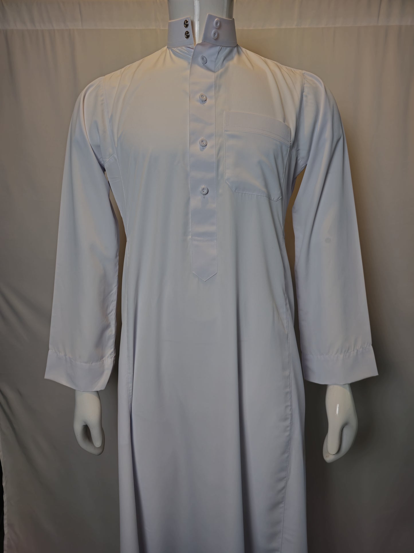 White Saudi Collar Thobe - Men's
