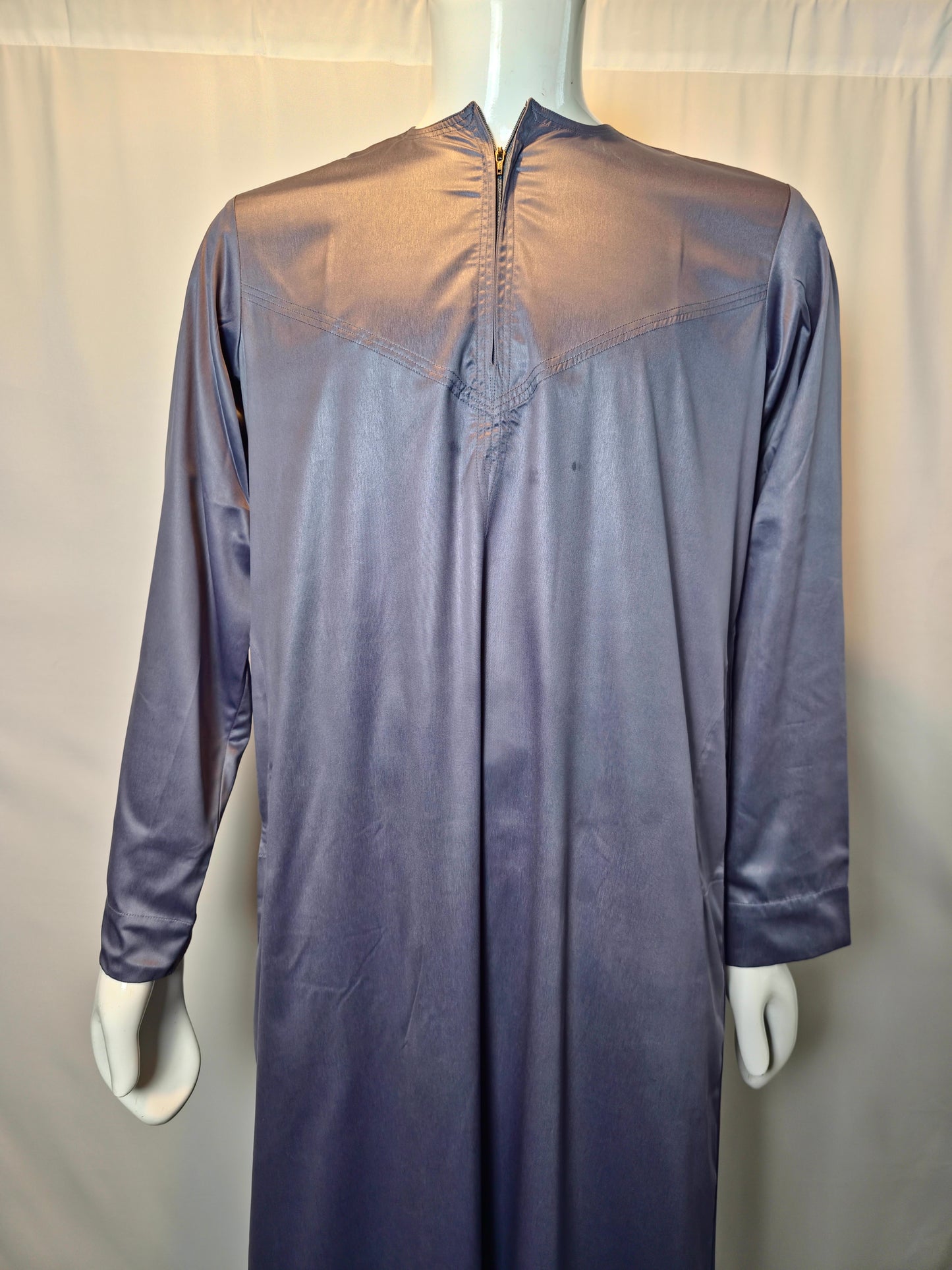 Dark Grey Silky Emirati Thobe - Men's