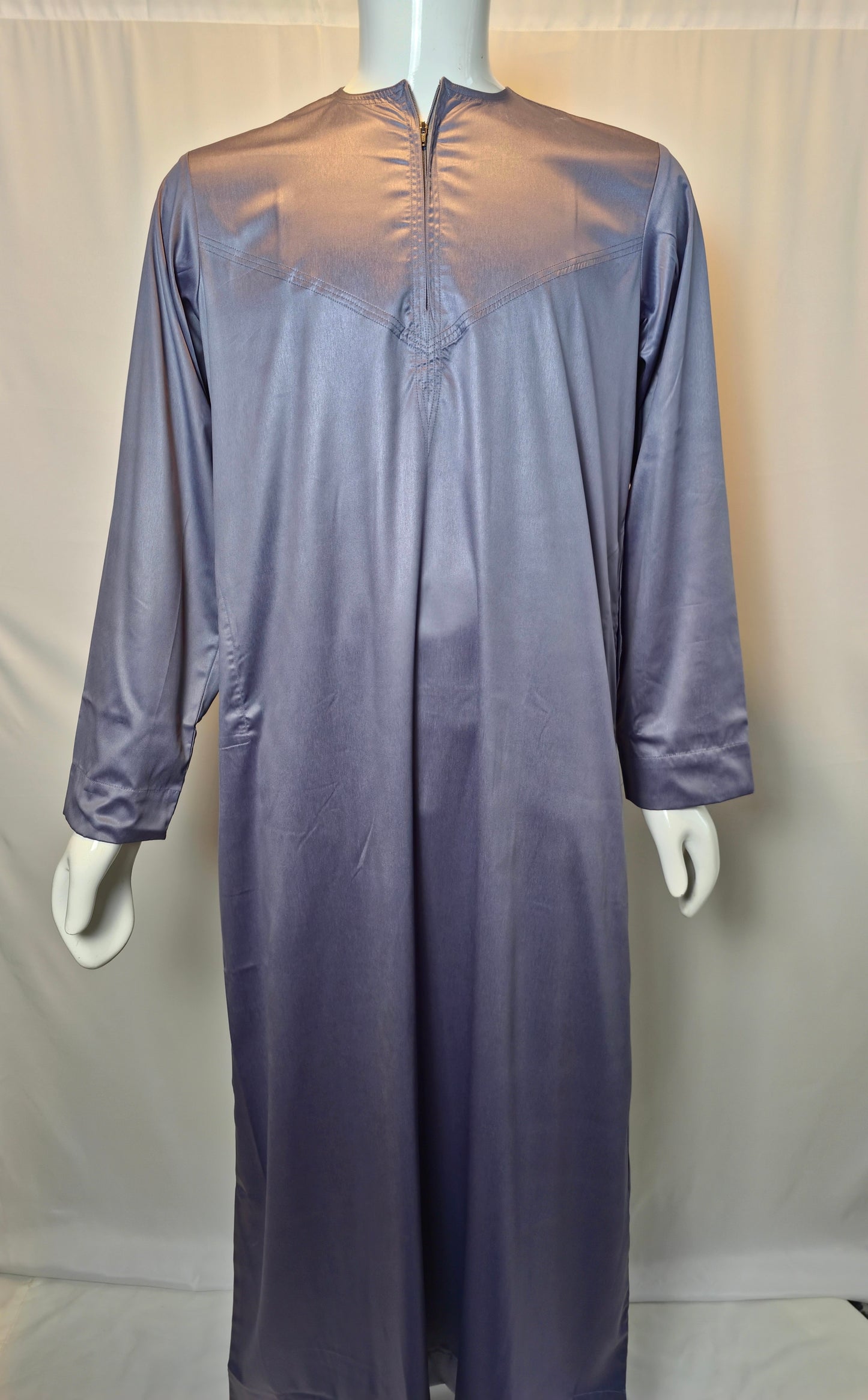 Dark Grey Silky Emirati Thobe - Men's