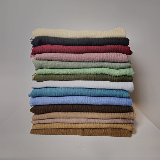 Frayed-edge Crinkle Plain Hijabs